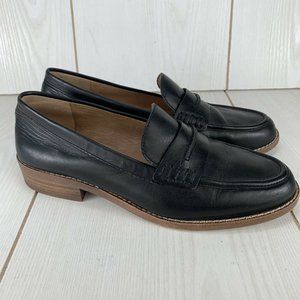 MADEWELL The Elinor Black Leather Slip-On Loafer Shoes Women's Size 7.5